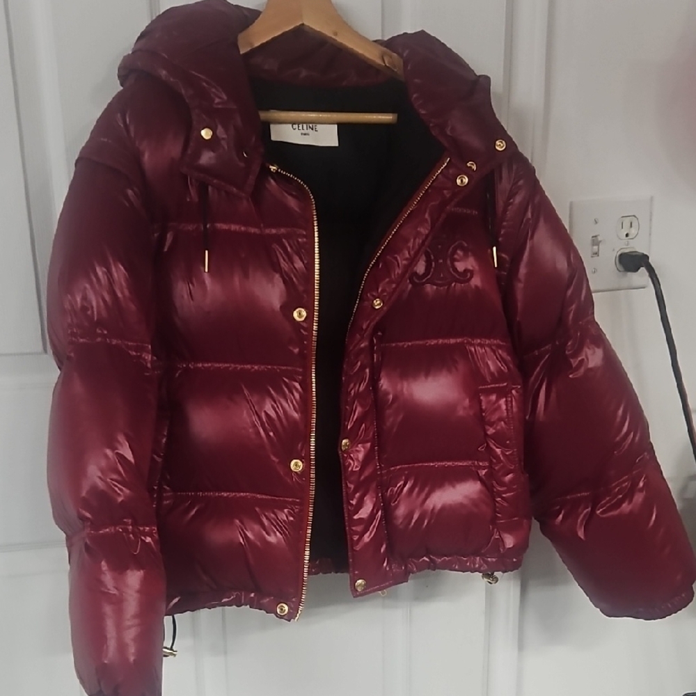 Celine Burgundy Puffer Jacket